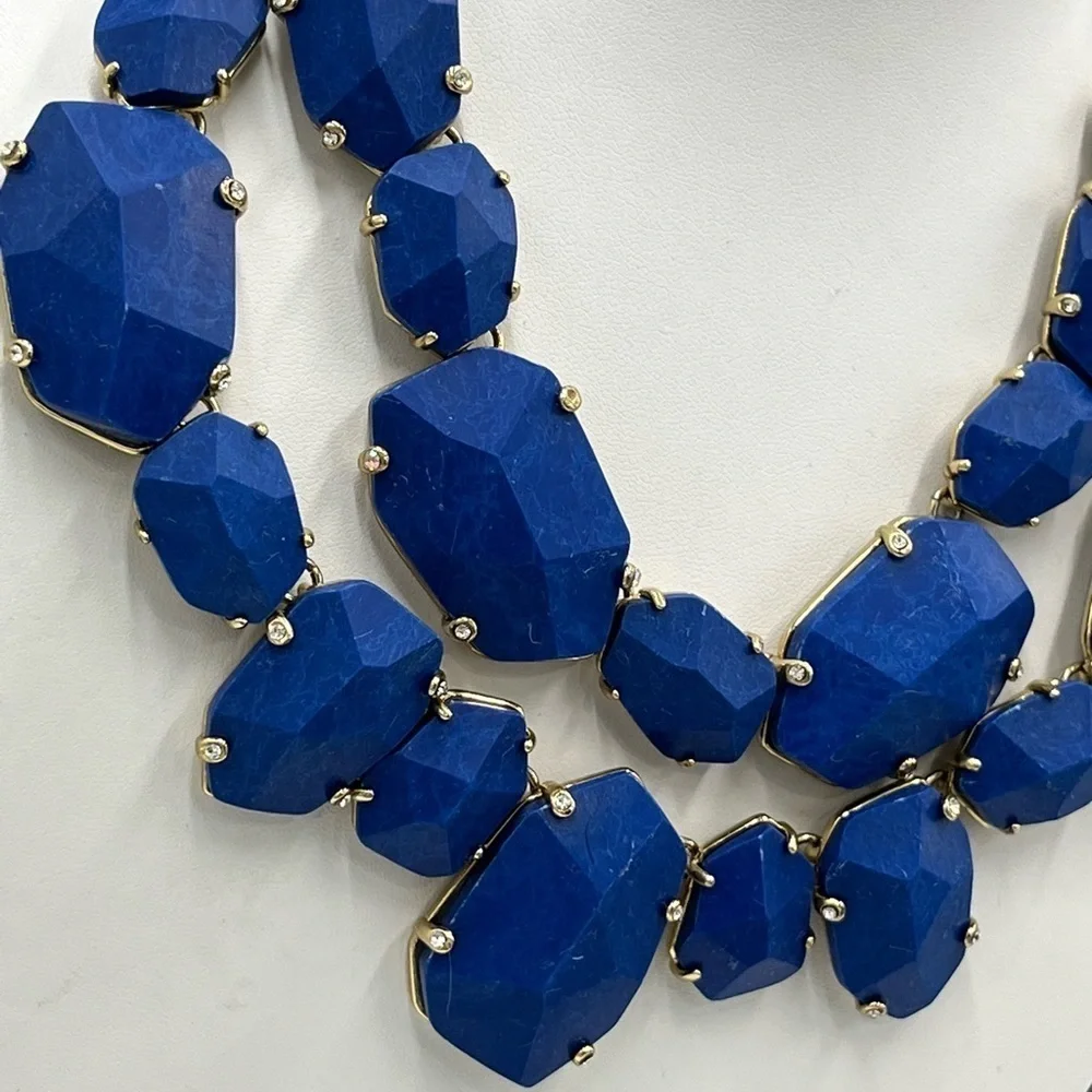 Kate Spade Blue Lapis Lazuli‎ Quarry Gems Double Statement Gold Plated Necklace